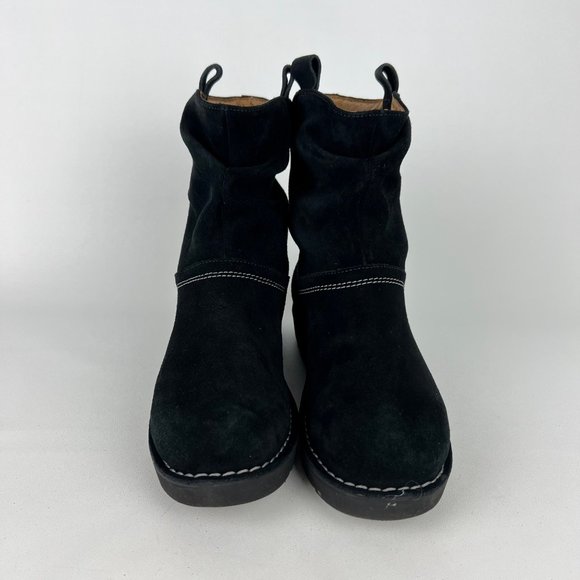 Clarks Unstructured Ashburn Womens Short Slouch Boot Black Suede size 6.5W Wide - Picture 2 of 16